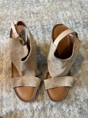 Franco Sarto Beige Suede Slingback Sandals